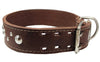 Thick Genuine Leather Studded Dog Collar 2" Wide Brown Sized to Fit 19"-22" Neck 2" Wide