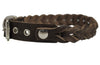 Brown Genuine Leather Braided Dog Collar Braided 1" Wide, Fits 18"-21.5" Neck, Medium