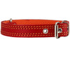 Genuine Leather Dog Collar Padded Red 3 Sizes