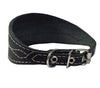 Black Real Leather Tapered Extra Wide Whippet Dog Collar 2" Wide, Fits 11.5"-15" Neck, Medium