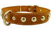Genuine 1" Wide Thick Leather Studded Dog Collar. Fits 14"-17" Neck, Medium Breeds.