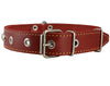 Genuine 1" Wide Thick Leather Studded Dog Collar. Fits 14"-17" Neck, Medium Breeds.