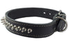 Genuine Leather Spiked Dog Collar 1.5" Wide Sized to Fit 18"-22.5" Neck Boxer, Bulldog, Rottweiler