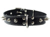 Real Leather Black Spiked Dog Collar Spikes, 1.25" Wide. Fits 15.5"-20" Neck, Medium Breeds