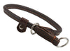 Round High Quality Genuine Rolled Leather Choke Dog Collar Brown