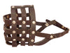 Real Leather Dog Basket Muzzle #107 Brown - Pit Bull, AmStaff (Circumference 12", Snout Length 3.5")