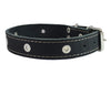 Genuine Leather Studded Dog Collar, Black, 1.25" Wide. Fits 15"-18.5" Neck . Amstaff