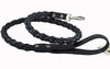 4-thong Round Fully Braided Genuine Leather Dog Leash, 4 Ft x 3/4" (20mm) Black, XLarge Breeds