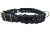 Genuine Leather Braided Dog Collar 17"-21" Neck, 1" Wide, Black