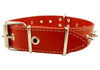 Dogs My Love Real Leather Red Spiked Dog Collar Spikes, 1.5" Wide. Fits 17"-21.5" Neck Large Breeds