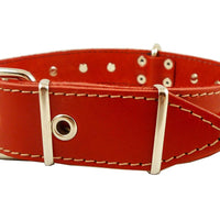 Dogs My Love Real Leather Red Spiked Dog Collar Spikes, 1.5" Wide. Fits 17"-21.5" Neck Large Breeds