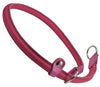 Round High Quality Genuine Rolled Leather Choke Dog Collar Pink