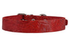 Genuine Tooled Leather Dog Collar Hunting Pattern Red 3 Sizes