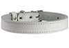 Genuine Leather Dog Collar White 4 Sizes