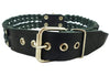 Double Braid Black Genuine Leather Dog Collar Braided 1.5" Wide, Fits 19.5"-22.5" Neck, Large