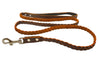 Genuine Fully Braided Leather Dog Leash 4 Ft Long 1/2" Wide Brown, Small Breeds