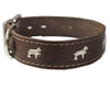 Genuine Leather Studded Dog Collar, Brown, 1.5" Wide. Fits 16"-20" Neck Size Amstaff