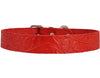 Genuine Tooled Leather Dog Collar Floral Pattern Red 3 Sizes