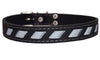 High Quality Genuine Leather Reflective Dog Collar 24"x1" Black Fits 17.5"-22.5" Neck