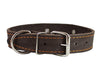 Genuine Leather Studded Dog Collar, Brown, 1.25" Wide. Fits 15"-18.5" Neck. Amstaff