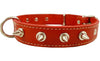 Real Leather Red Spiked Dog Collar Spikes, 1" Wide. Fits 14"-17" Neck, Medium Breeds