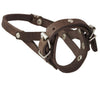 Adjustable Leather Loop Bite Bark Control Easy Fit Dog Muzzle Brown. Fits 8"-10" Snout.