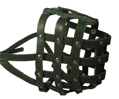 Real Leather Dog Basket Muzzle #115 Black (Circumference 18