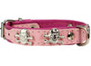 Real Leather Skull Studded Padded Dog Collar Pink/Baby-Pink