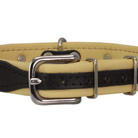 Real Leather Soft Leather Padded Dog Collar Dachshund Black/Beige