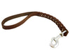 Brown Leather Braided Dog Traffic Leash Short 15" Long