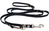 Black 6 Way Euro Leather Dog Leash, Adjustable Lead 49"-94" Long, 1/2" Wide (12 mm) for Medium Dogs