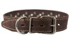 Genuine Leather Studded Dog Collar 22"x1.4" Brown Fits 14.5"-18" Neck