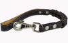 Dogs My Love Black Leather Braided Dog Short Traffic Leash 16" Long 4-thong Braid for Large Breeds