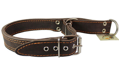 Martingale Genuine Brown Double Ply Leather Dog Collar Choker Large Fits 19