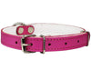 Dogs My Love Genuine Leather Felt Padded Dog Collar Pink