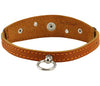 Genuine Leather Two Buckles Dog Collar 9.5"-12.5" Neck for Small Breeds and Puppies Tan