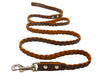 Genuine Fully Braided Leather Dog Leash 4 Ft Long 1/2" Wide Brown, Small Breeds