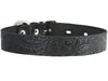 Genuine Tooled Leather Dog Collar Floral Pattern Black 3 Sizes