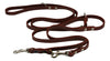 Brown 6 Way Multifunctional Leather Dog Leash, Adjustable Lead 49"-94" Long 3/8" Wide (10 mm) Small