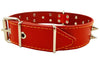 Genuine Leather Reflective Dog Collar 27" Long 1.6" Wide Red Fits 19.5"-23.5" Neck