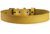 Genuine Leather Dog Collar Yellow 4 Sizes