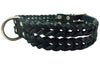 Double Braid Black Genuine Leather Dog Collar Braided 1.5" Wide, Fits 19.5"-22.5" Neck, Large