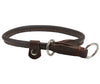 Round High Quality Genuine Rolled Leather Choke Dog Collar Brown