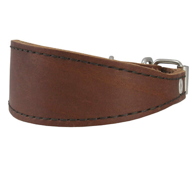 Brown Real Leather Tapered Dog Collar 1,5