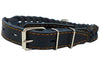 Genuine Leather Braided Dog Collar 11"-14" Neck, 7/8" Wide, Black
