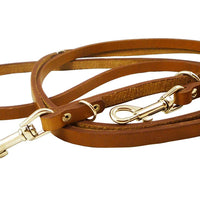 6-Way Euro Multifunctional Leather Dog Leash, Adjustable Lead Brown 41"-78" Long, 1/2" Wide (12 mm) Medium