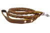 4-thong Round Fully Braided Genuine Leather Dog Leash, 4 Ft x 5/8" (15mm) Brown, Medium Breeds