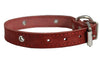 Real Leather Studded Dog Collar 15"x5/8" Red Fits 10.5"-13.5" Neck