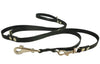 Dogs My Love Black 6 Way Euro Leather Dog Leash, Adjustable Lead 49"-94" Long, 3/4" Wide (18 mm)