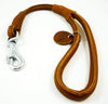 Brown Round Genuine Rolled Leather Dog Short Leash 20" Long 5/8" Wide Lead for Large Breeds